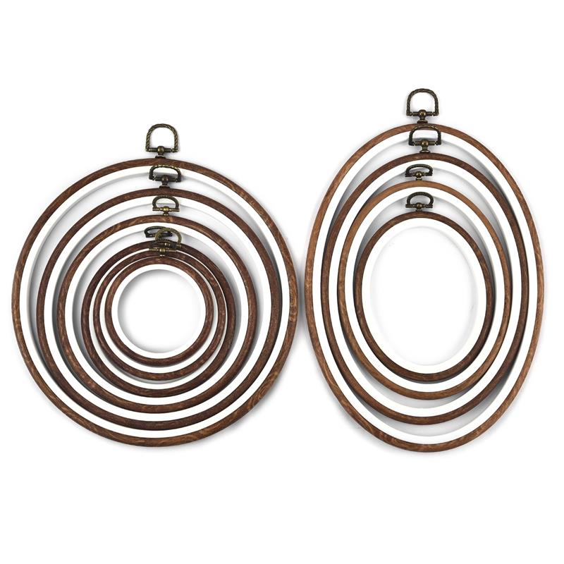 Round Oval Wooden Color Embroi - Wood Ring Blank incelemesi ve fiyatı