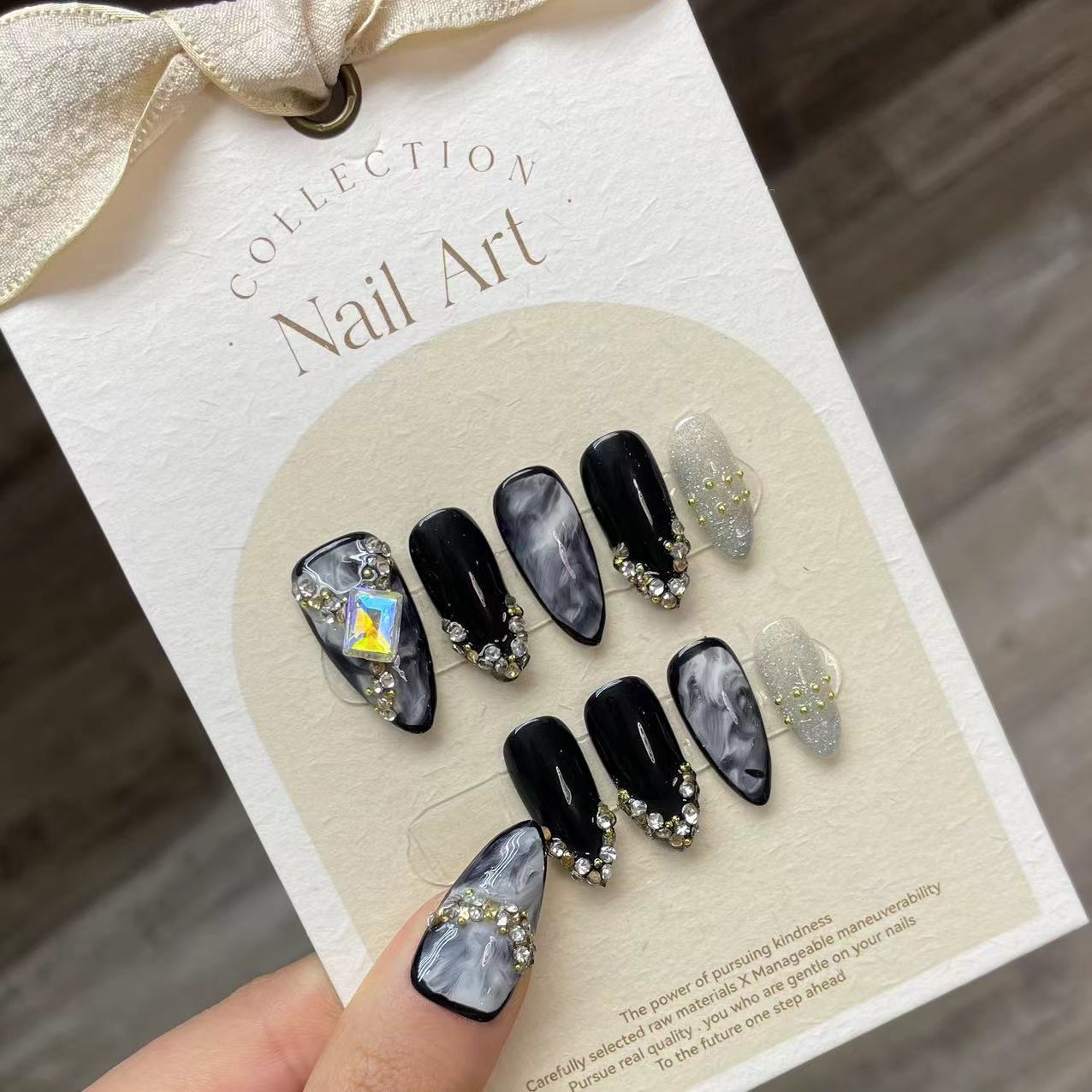 Handmade Press on Nails Black  - Resin Craft Material incelemesi ve fiyatı