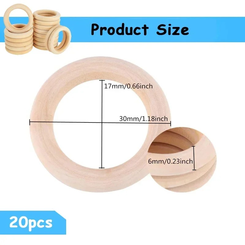 20pcs 30mm Unfinished Smooth W - Wood Ring Blank incelemesi ve fiyatı