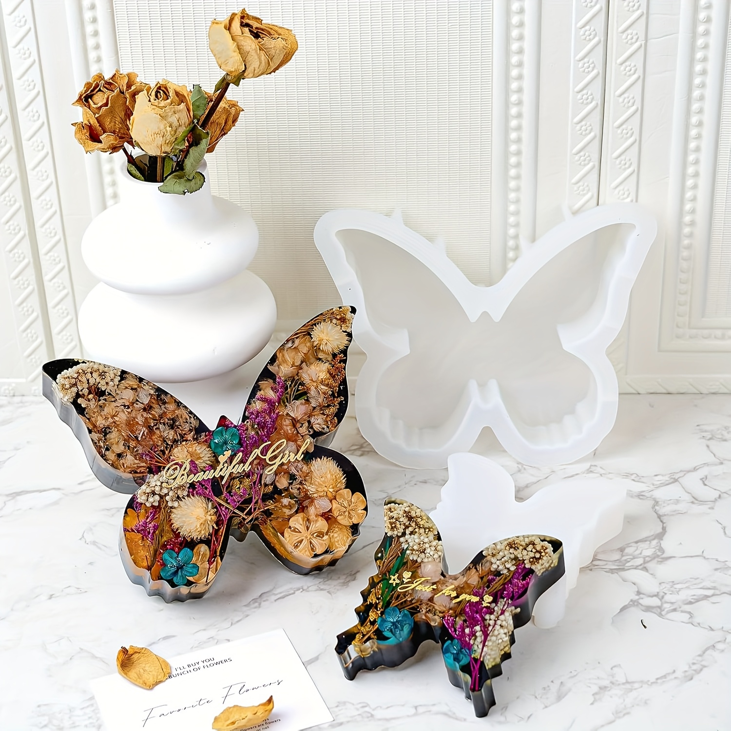 Two sizes of butterfly resin m - Flower Preservation Resin incelemesi ve fiyatı