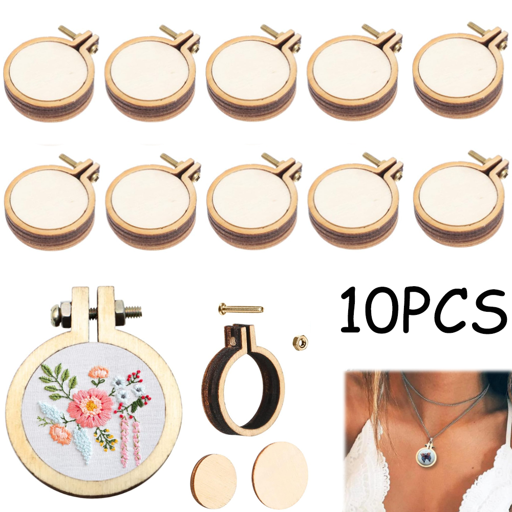 10Pcs/Set Wooden Mini Embroide - Wood Ring Blank incelemesi ve fiyatı