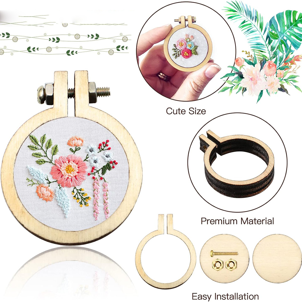 10Pcs/Set Wooden Mini Embroide - Wood Ring Blank incelemesi ve fiyatı