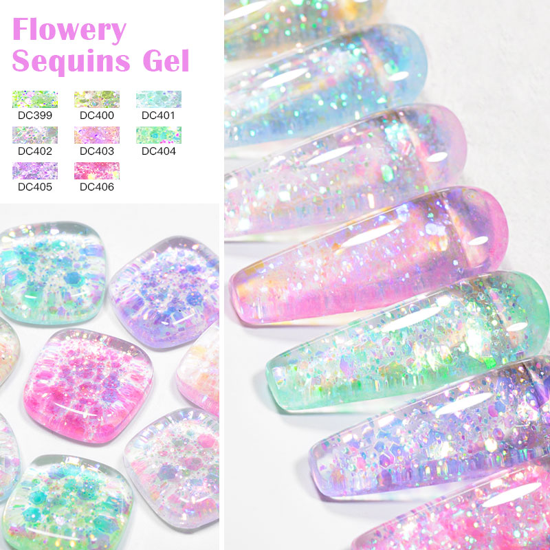 4/8pcs Flowery Sequins Gel Nai - Resin Glitter Pack incelemesi ve fiyatı
