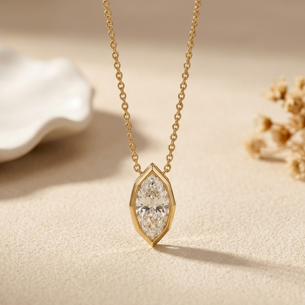 EWYA 3CT Marquise Cut Moissani - Bezels Set Pendant incelemesi ve fiyatı