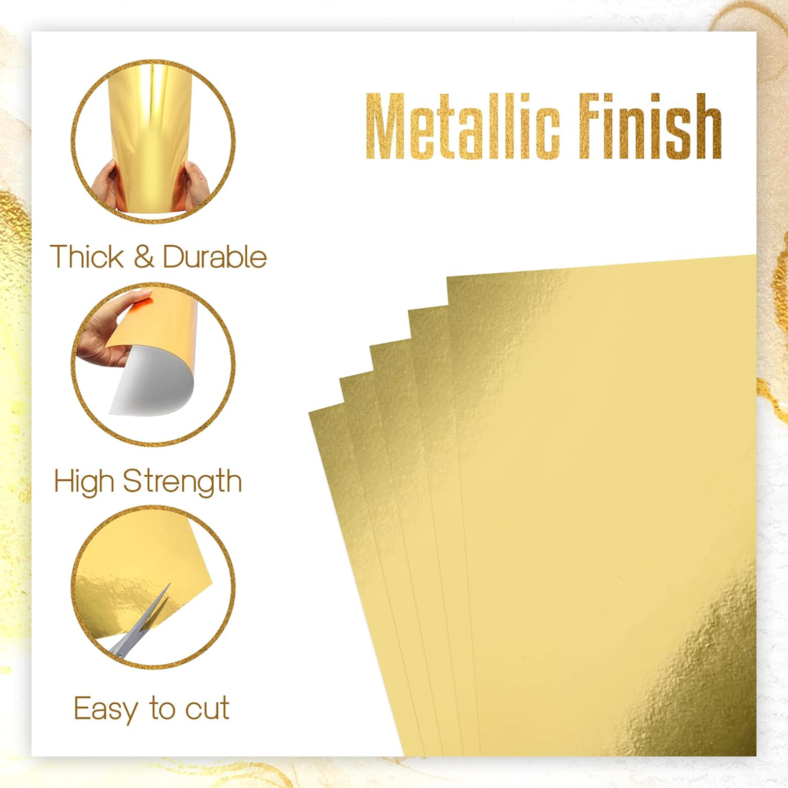 10 Sheets A4 Size Metallic Gol - Gold Foil Flakes incelemesi ve fiyatı