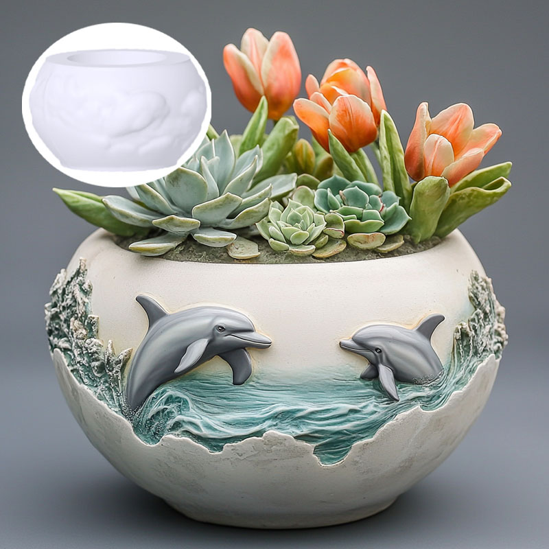 Couple dolphin relief succulen - Resin Ocean Wave Mold incelemesi ve fiyatı