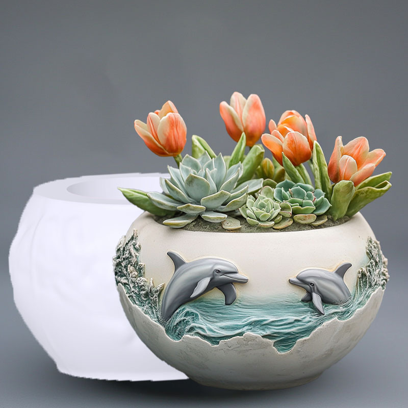 Couple dolphin relief succulen - Resin Ocean Wave Mold incelemesi ve fiyatı
