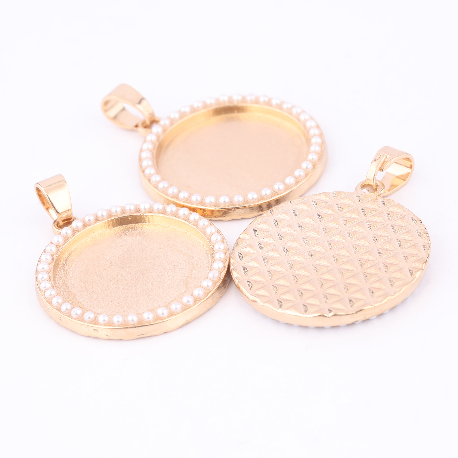 5pcs Kc Gold Pearl Cabochon Ba - Bezels Set Pendant incelemesi ve fiyatı