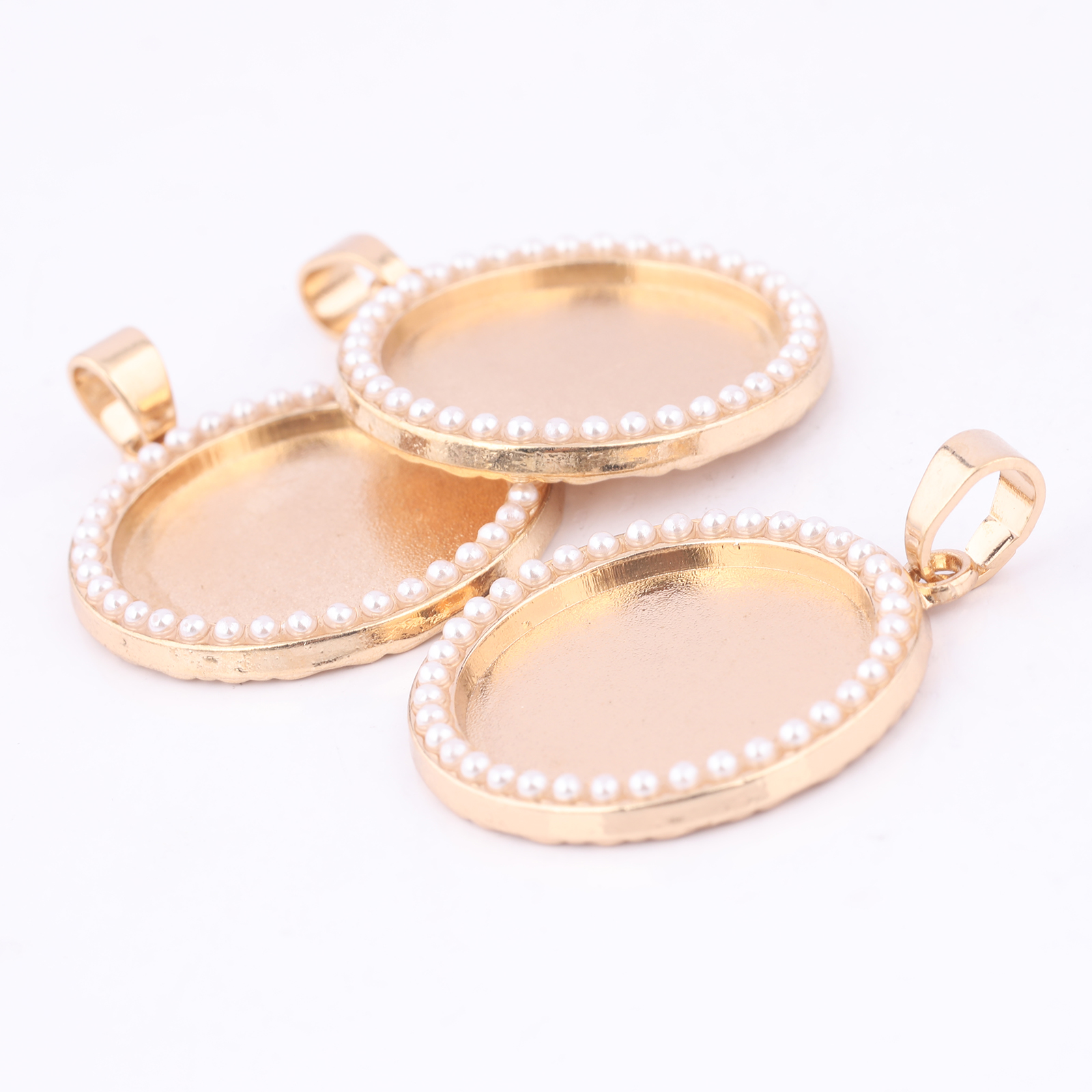 5pcs Kc Gold Pearl Cabochon Ba - Bezels Set Pendant incelemesi ve fiyatı