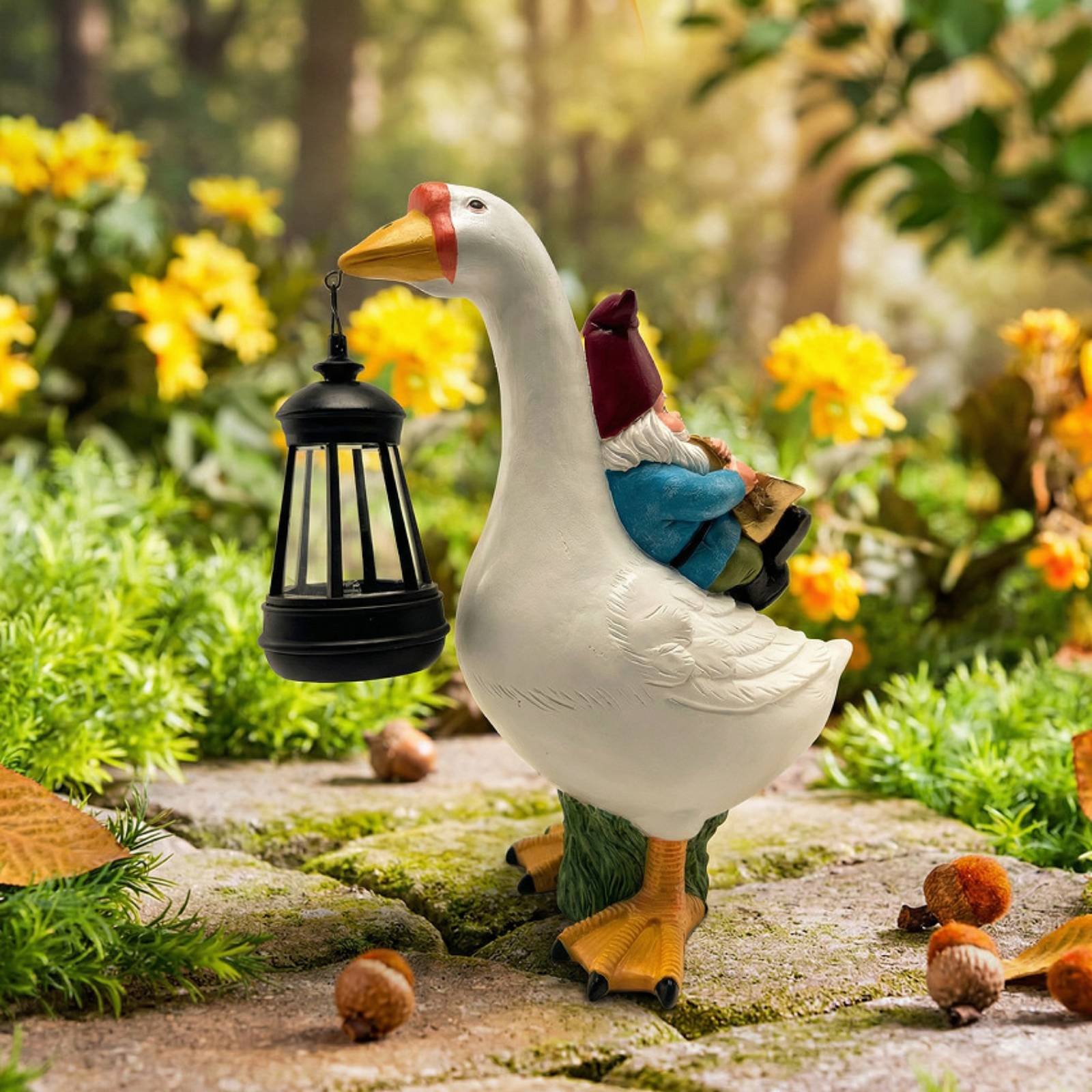 Gnome Riding Goose Statue Weat - Crafting Resin incelemesi ve fiyatı